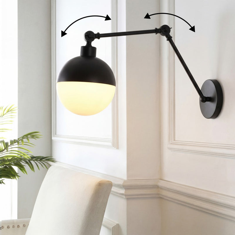 Alba 8"  Mid-Century Modern Arm-Adjustable Iron/Glass LED Sconce