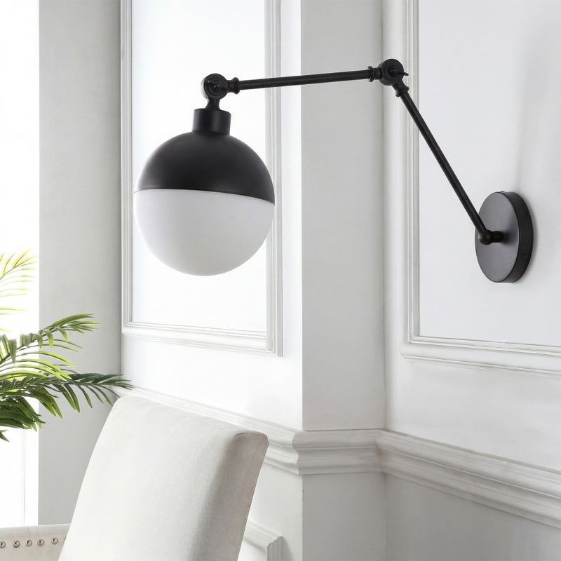 Alba 8"  Mid-Century Modern Arm-Adjustable Iron/Glass LED Sconce