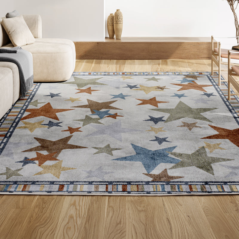 Star Gazer Geometric Machine-washable Area Rug