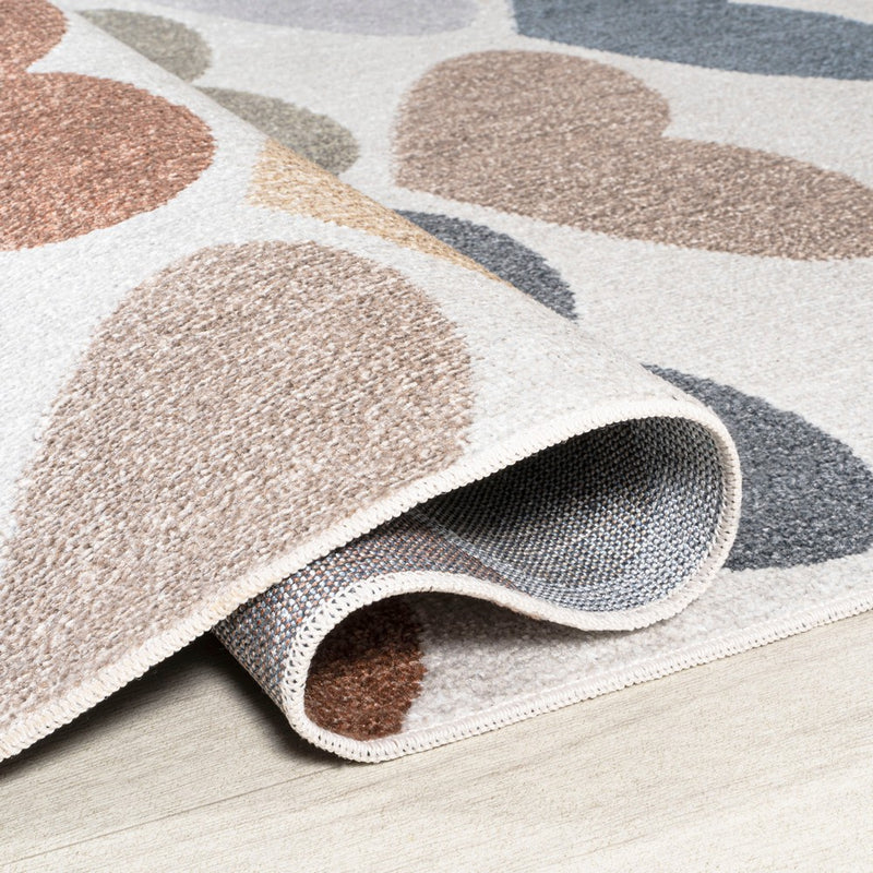 Dila Modern Hearts Geometric Machine-washable Area Rug