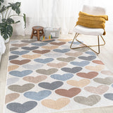 Dila Modern Hearts Geometric Machine-washable Area Rug