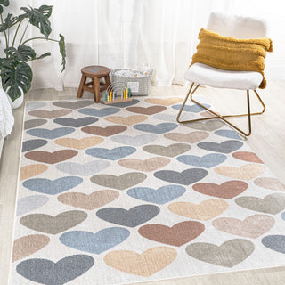 Dila Modern Hearts Geometric Machine-washable Area Rug