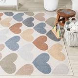 Dila Modern Hearts Geometric Machine-washable Area Rug