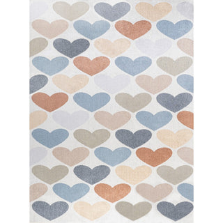 Dila Modern Hearts Geometric Machine-washable Area Rug