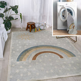 Minha Rainbow Dot Modern Machine-washable Area Rug