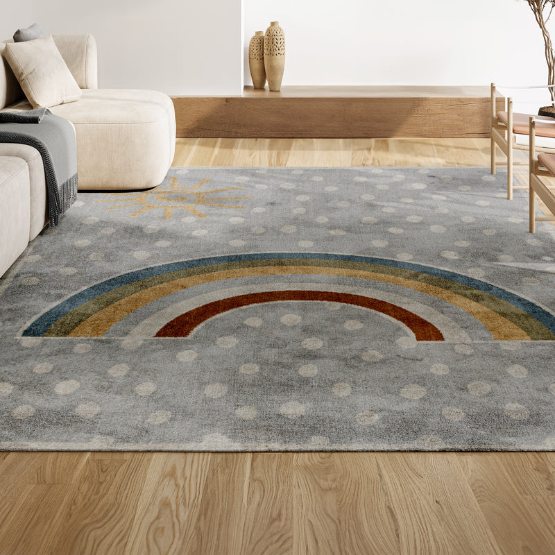 Minha Rainbow Dot Modern Machine-washable Area Rug