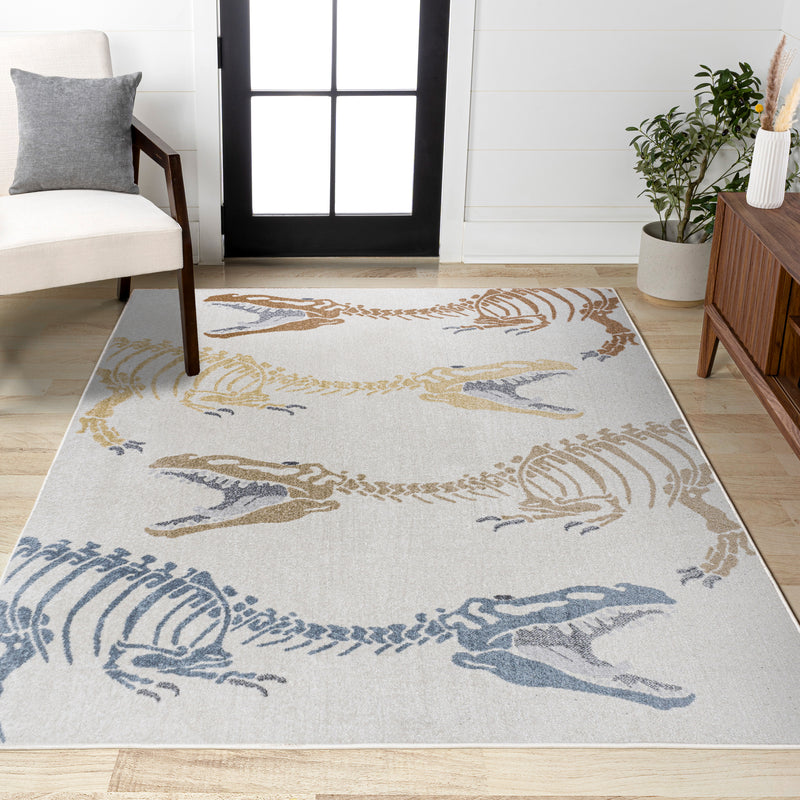 Kingdarr T-rex Modern Kids Machine-washable Area Rug