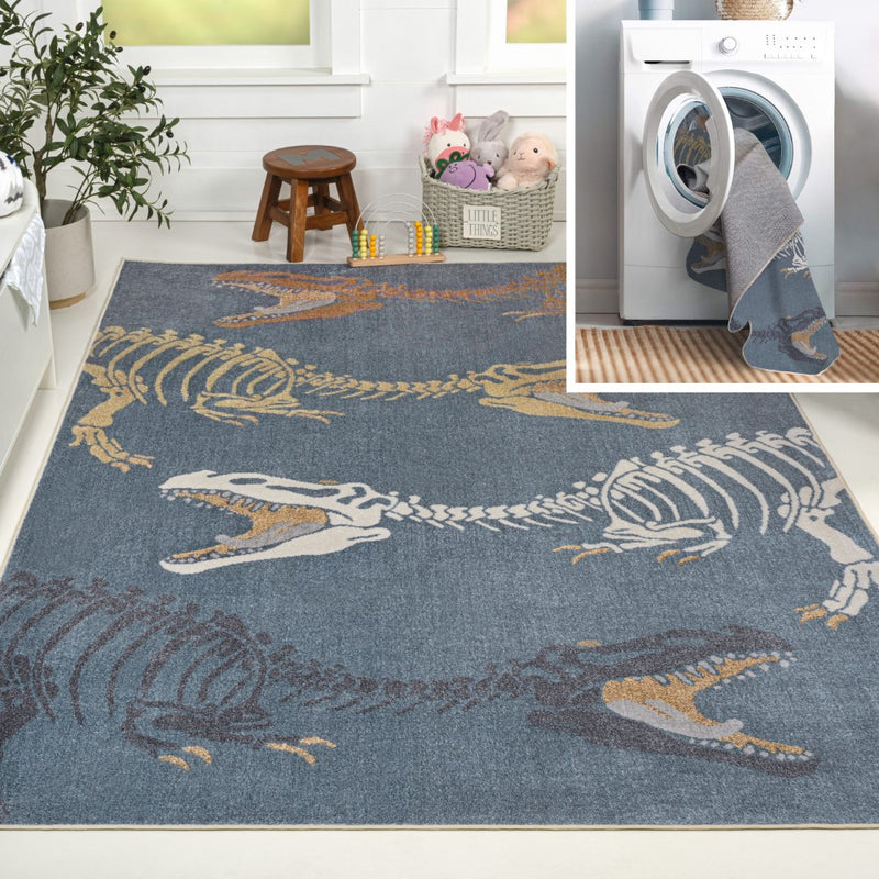Kingdarr T-rex Modern Kids Machine-washable Area Rug