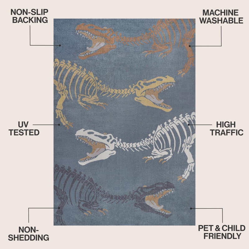 Kingdarr T-rex Modern Kids Machine-washable Area Rug
