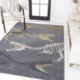 Kingdarr T-rex Modern Kids Machine-washable Area Rug