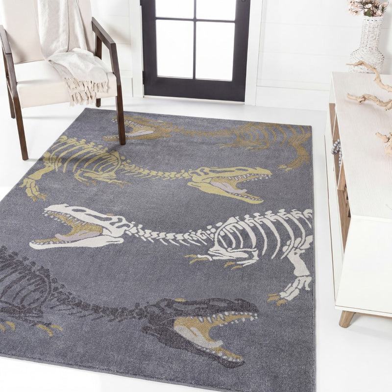 Kingdarr T-rex Modern Kids Machine-washable Area Rug