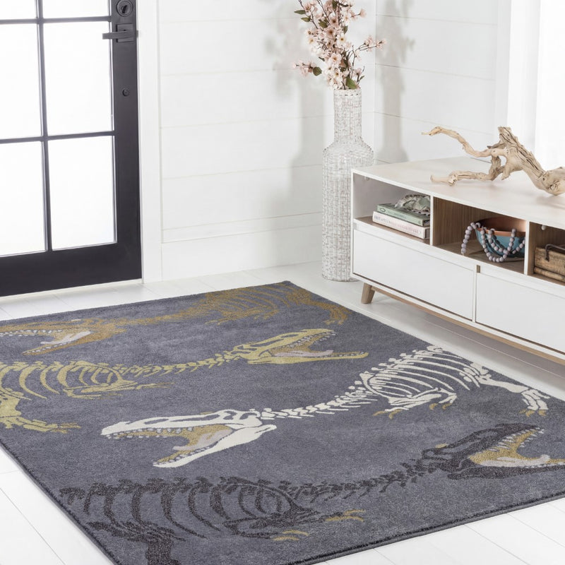 Kingdarr T-rex Modern Kids Machine-washable Area Rug
