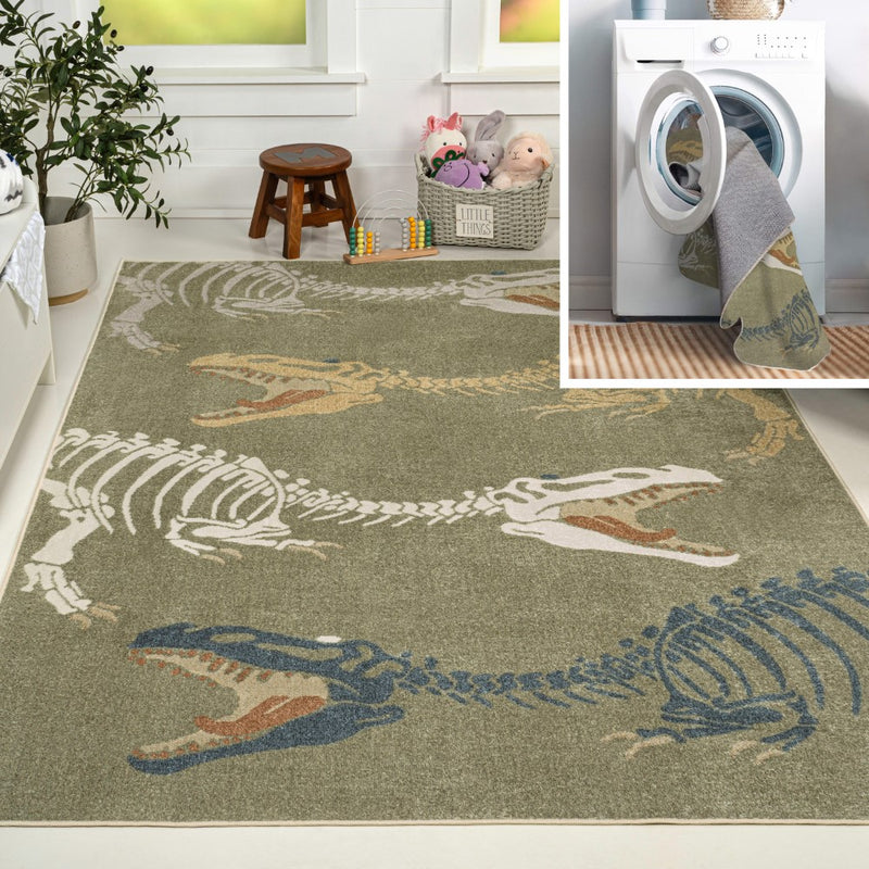 Kingdarr T-rex Modern Kids Machine-washable Area Rug
