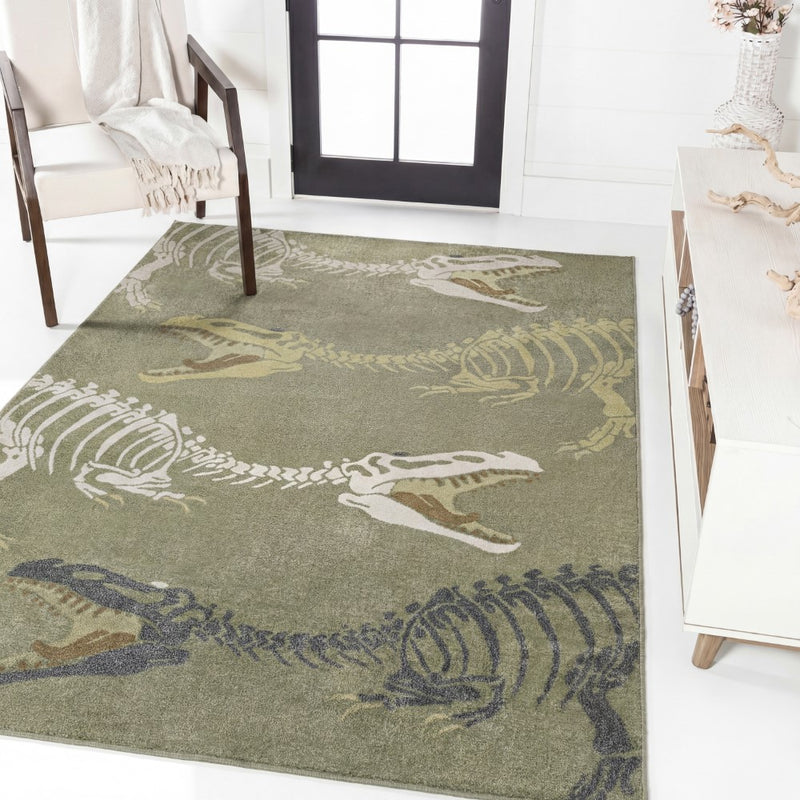 Kingdarr T-rex Modern Kids Machine-washable Area Rug