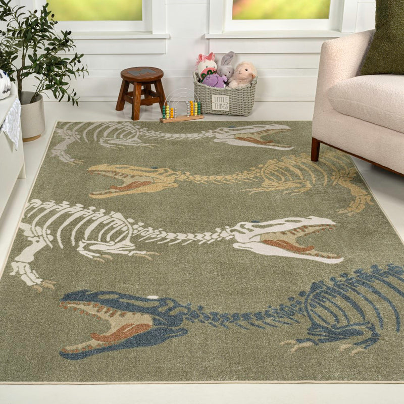Kingdarr T-rex Modern Kids Machine-washable Area Rug