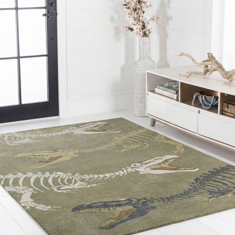 Kingdarr T-rex Modern Kids Machine-washable Area Rug