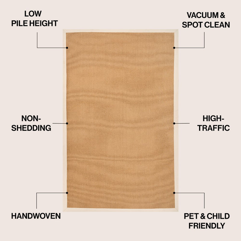 Camden Farmhouse Cottage Border Jute Area Rug