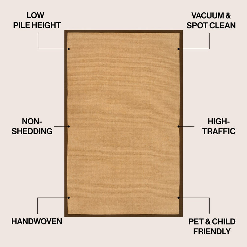 Camden Farmhouse Cottage Border Jute Area Rug
