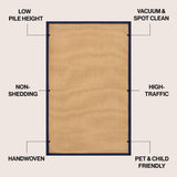 Camden Farmhouse Cottage Border Jute Area Rug