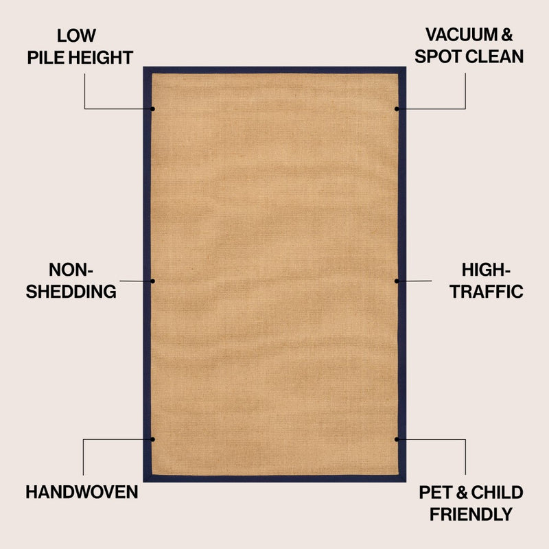 Camden Farmhouse Cottage Border Jute Area Rug