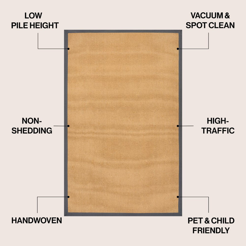 Camden Farmhouse Cottage Border Jute Area Rug