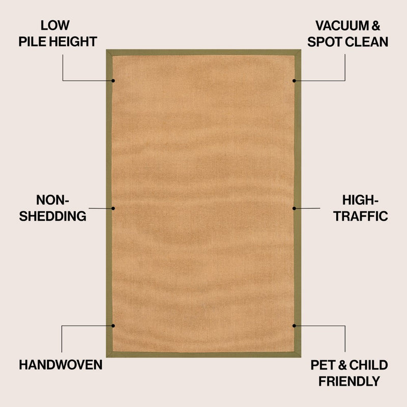 Camden Farmhouse Cottage Border Jute Area Rug