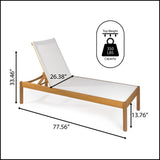 Lagunan 77.56"x26.38" Modern Minimalist Adjustable Acacia Wood Chaise Outdoor Lounge Chair - JONATHAN Y