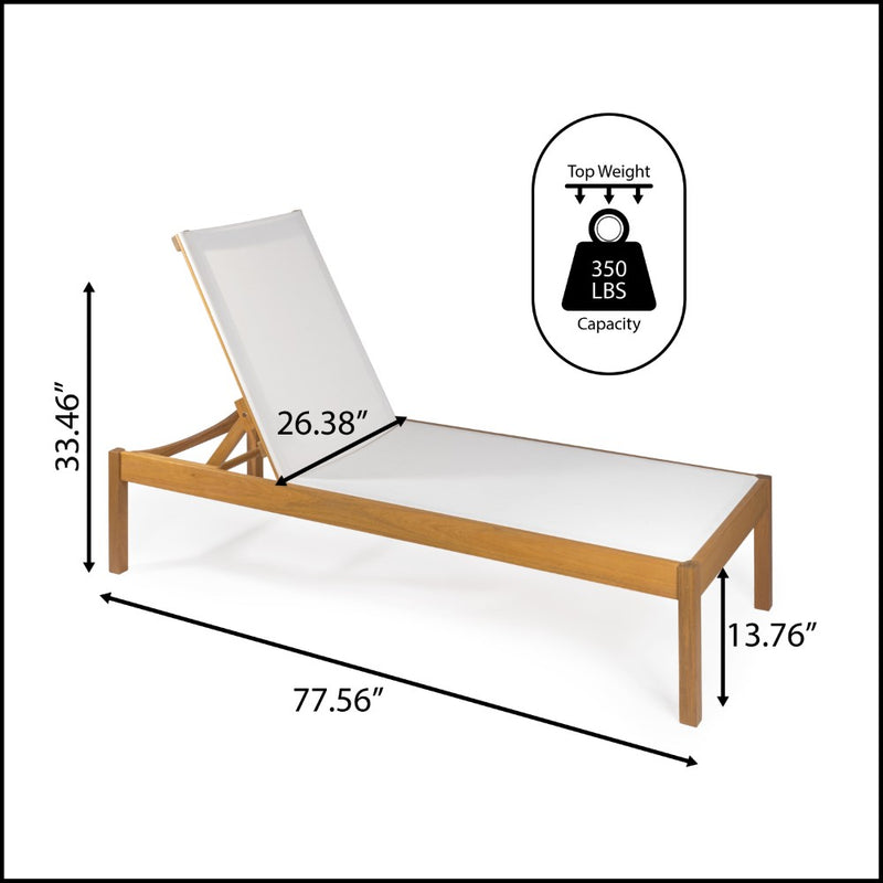 Lagunan 77.56"x26.38" Modern Minimalist Adjustable Acacia Wood Chaise Outdoor Lounge Chair - JONATHAN Y