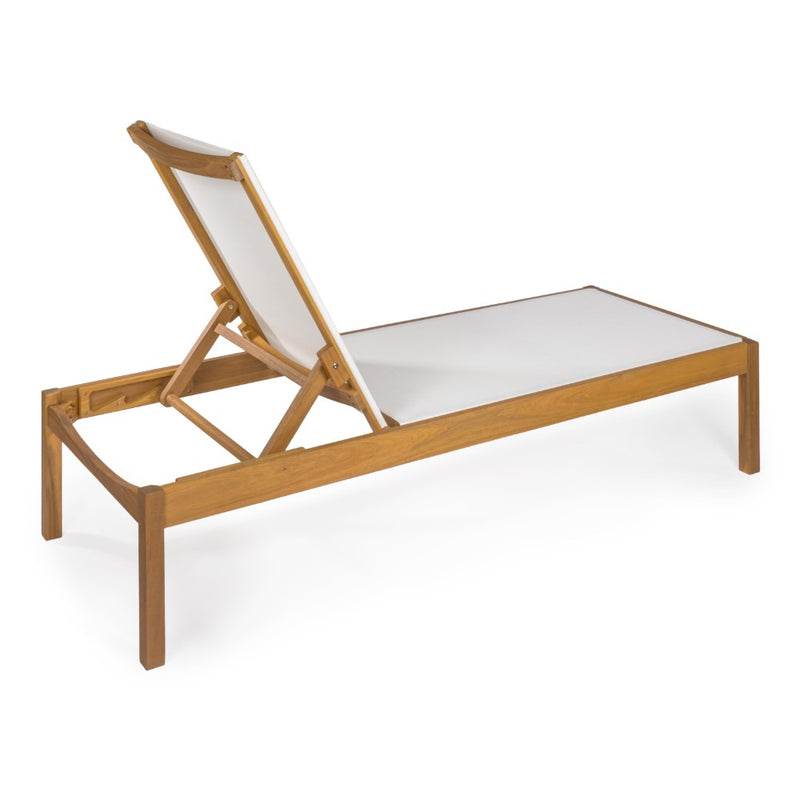 Lagunan 77.56"x26.38" Modern Minimalist Adjustable Acacia Wood Chaise Outdoor Lounge Chair - JONATHAN Y