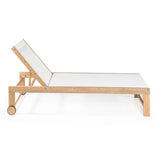 Trabuco Coastal Modern Acacia Wood Mesh 3-Position Outdoor Chaise Lounge Set with Side Table - JONATHAN Y