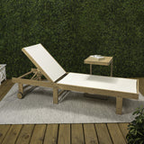 Trabuco Coastal Modern Acacia Wood Mesh 5-Position Outdoor foldable Chaise Lounge Set with Side Table