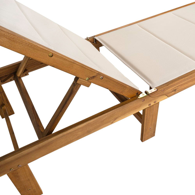 Lagunan 77.17"x26.38" Modern Minimalist Foldable Adjustable Wood Chaise Outdoor Lounge Chair