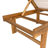 Lagunan 77.17"x26.38" Modern Minimalist Foldable Adjustable Wood Chaise Outdoor Lounge Chair