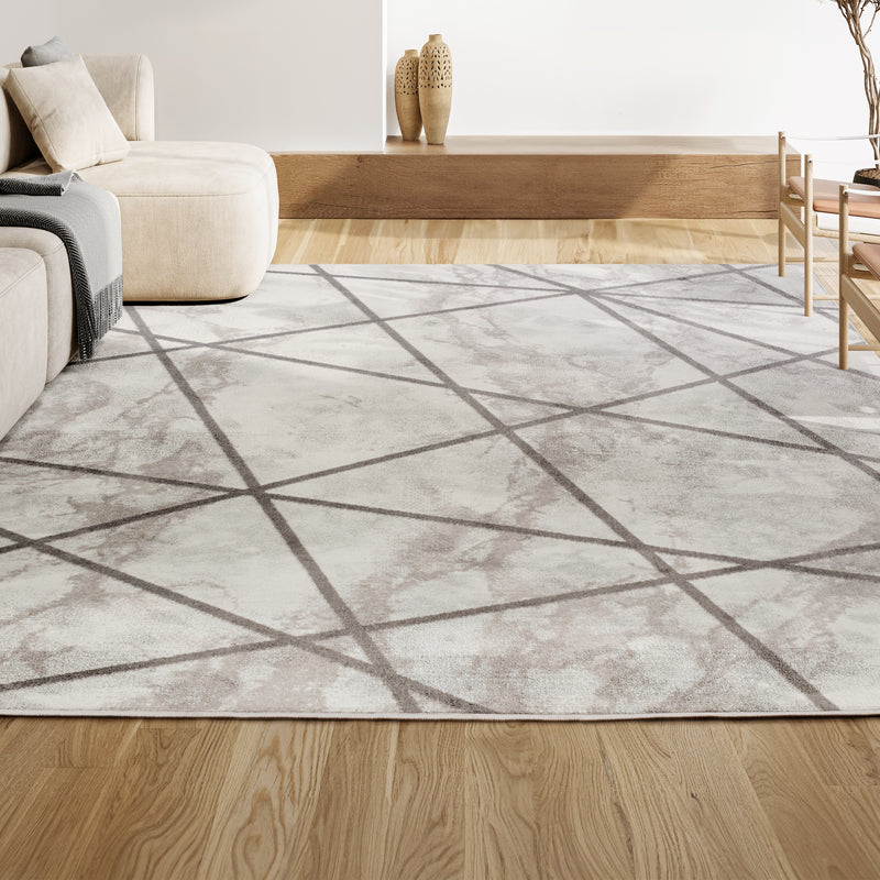 Patras Modern Geometric Marbled Area Rug