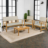 Barclay 4-Piece Modern Coastal Acacia Wood Conversation Outdoor Patio Set with Cushions - JONATHAN Y