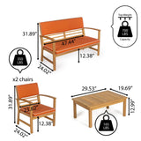 Barclay 4-Piece Modern Coastal Acacia Wood Conversation Outdoor Patio Set with Cushions - JONATHAN Y