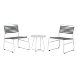 Freja 3-Piece Mid-Century Modern Faux Rattan Conversation Outdoor Patio Set - JONATHAN Y
