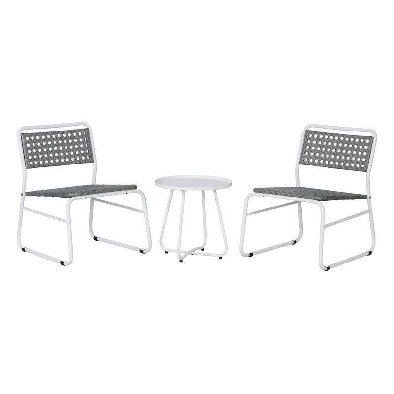 Freja 3-Piece Mid-Century Modern Faux Rattan Conversation Outdoor Patio Set - JONATHAN Y