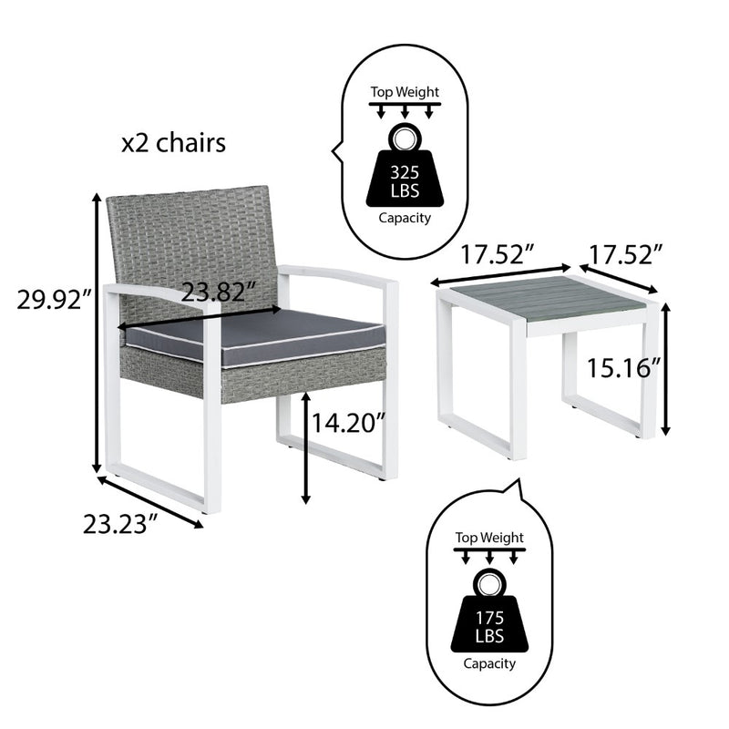 Selby 3-Piece Modern Coastal Faux Wicker Conversation Outdoor Patio Set - JONATHAN Y