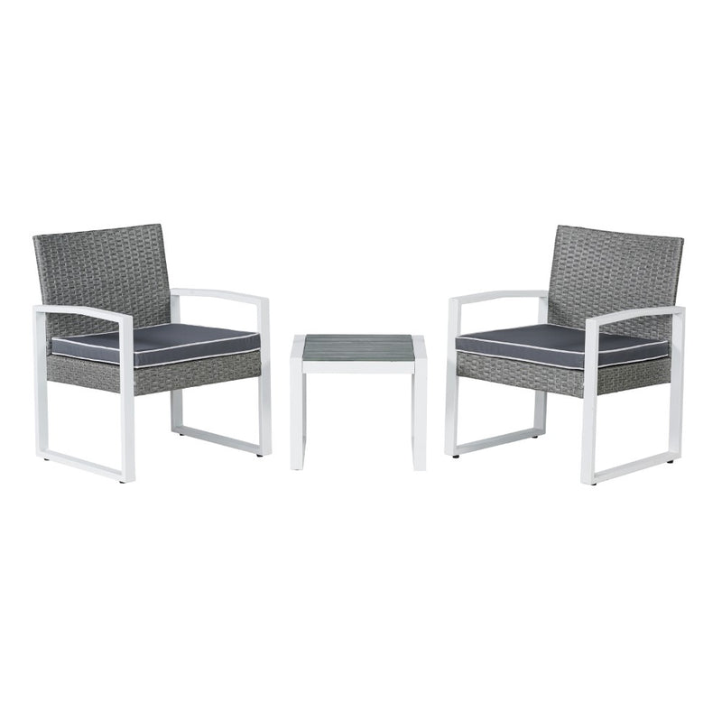 Selby 3-Piece Modern Coastal Faux Wicker Conversation Outdoor Patio Set - JONATHAN Y