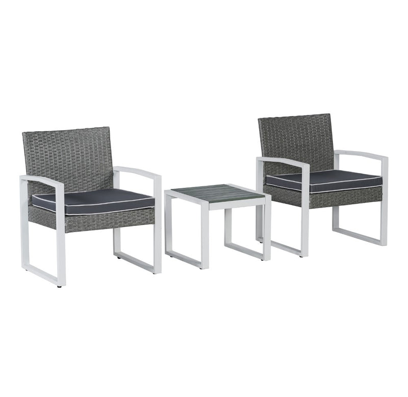 Selby 3-Piece Modern Coastal Faux Wicker Conversation Outdoor Patio Set - JONATHAN Y