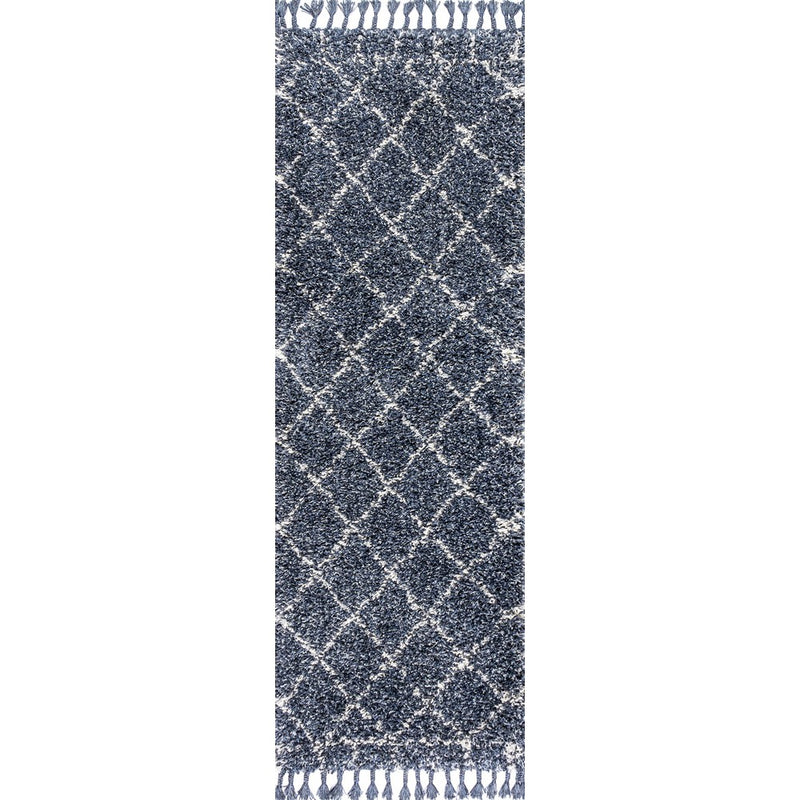 Mercer Shag Plush Tassel Moroccan Geometric Trellis Area Rug