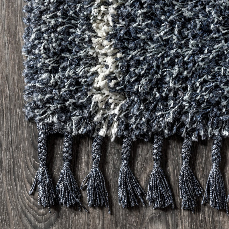 Mercer Shag Plush Tassel Moroccan Geometric Trellis Area Rug