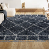 Mercer Shag Plush Tassel Moroccan Geometric Trellis Area Rug