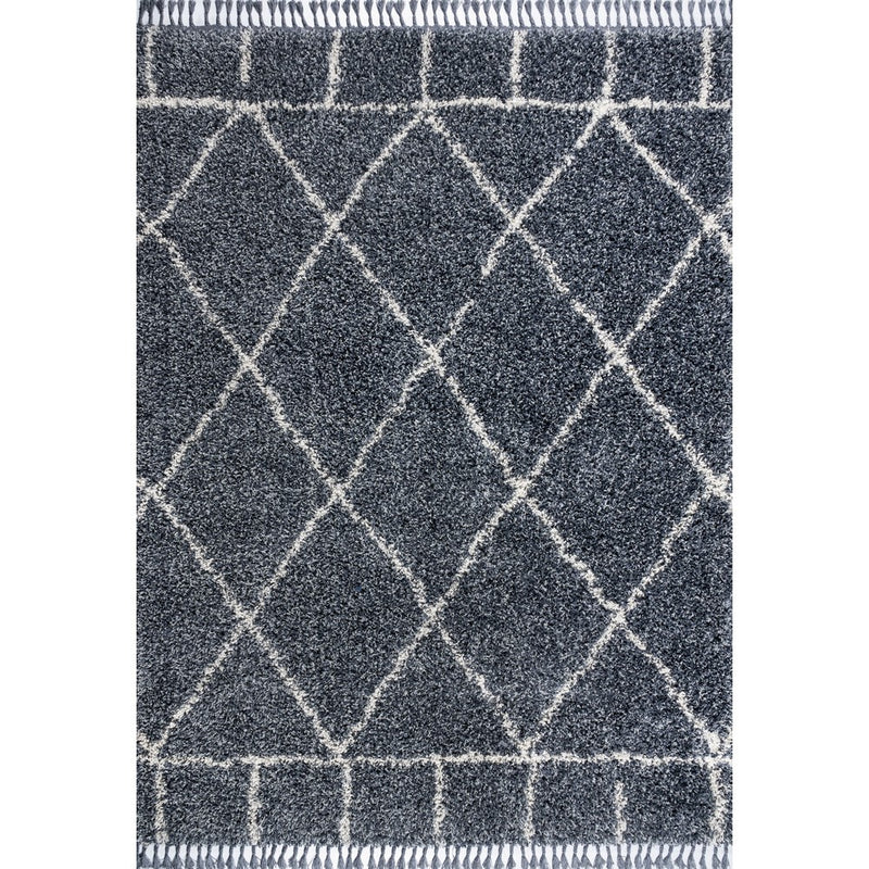 Mercer Shag Plush Tassel Moroccan Geometric Trellis Area Rug