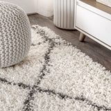 Mercer Shag Plush Tassel Moroccan Geometric Trellis Area Rug