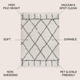 Mercer Shag Plush Tassel Moroccan Geometric Trellis Area Rug