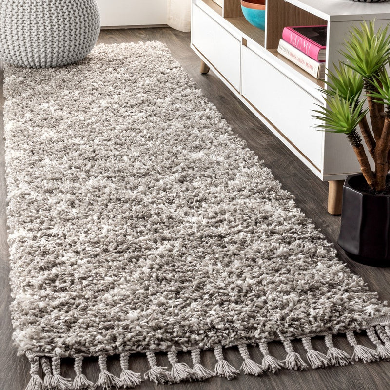 Mercer Shag Plush Tassel Moroccan Geometric Trellis Area Rug