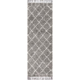 Mercer Shag Plush Tassel Moroccan Geometric Trellis Area Rug