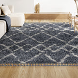 Mercer Shag Plush Tassel Moroccan Tribal Geometric Trellis Area Rug